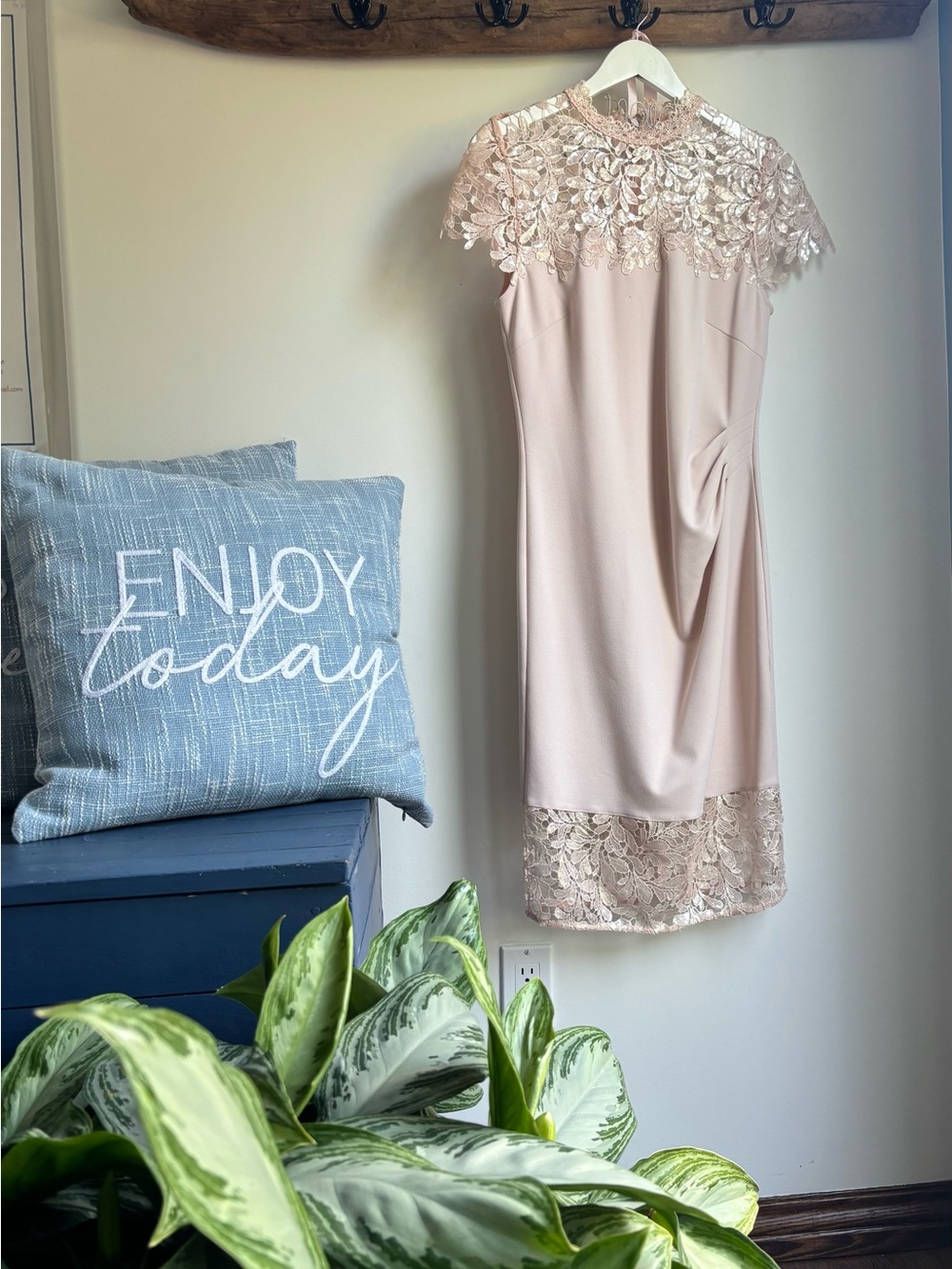 Lipsy Blush Pink Lace Trim Sheath Dress
